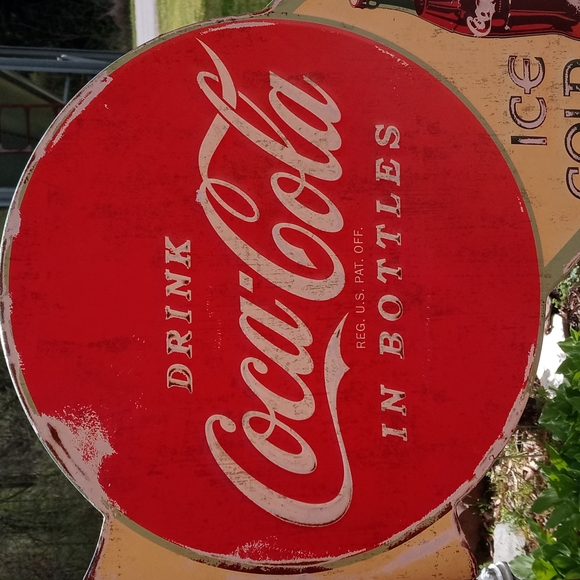 VINTAGE 1950'S METAL DOUBLE SIDED COCA COLA SIGN - Picture 6 of 8